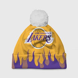 Шапка с помпоном LA LAKERS NBA FIRE ЛЕЙКЕРС ОГОНЬ, цвет: 3D-белый