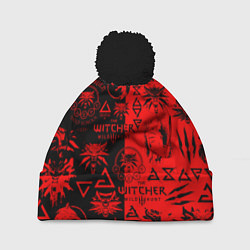 Шапка с помпоном THE WITCHER LOGOBOMBING BLACK RED, цвет: 3D-черный