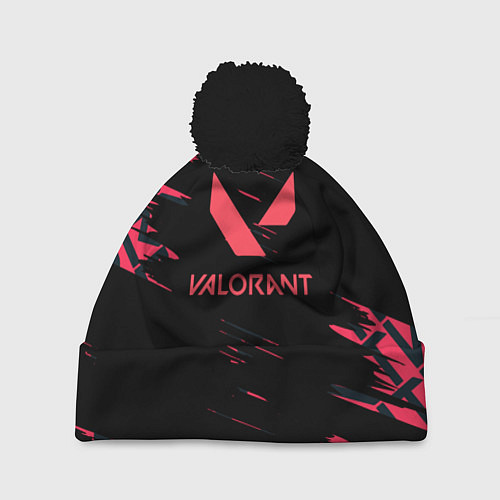Шапка c помпоном Valorant паттерн / 3D-Черный – фото 1