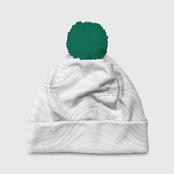 Шапка с помпоном Белые волны, цвет: 3D-зеленый