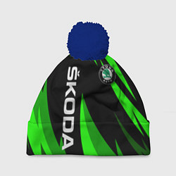 Шапка c помпоном SKODA Логотип Узор