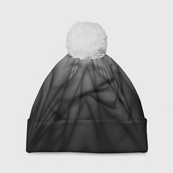 Шапка с помпоном Коллекция Rays Лучи Черный Абстракция 661-11-w1, цвет: 3D-белый