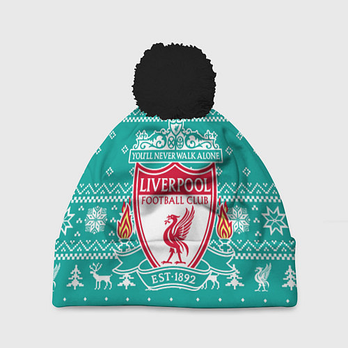 Шапка c помпоном НОВОГОДНИЙ СВИТЕР LIVERPOOL / 3D-Черный – фото 1