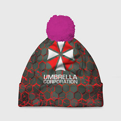 Шапка с помпоном Umbrella Corporation соты, цвет: 3D-малиновый