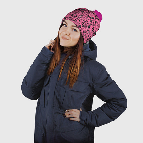 Шапка c помпоном БДСМ - BDSM / 3D-Малиновый – фото 2