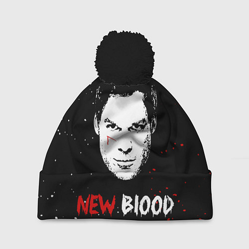 Шапка c помпоном Декстер Новая Кровь Dexter New Blood / 3D-Черный – фото 1