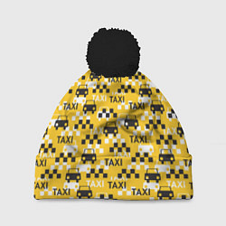 Шапка с помпоном Такси Taxi, цвет: 3D-черный