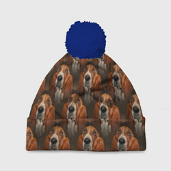 Шапка с помпоном Dog patternt, цвет: 3D-тёмно-синий