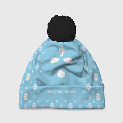 Шапка с помпоном Sky Blue Phantom Ski Mask Dope Street Market, цвет: 3D-черный