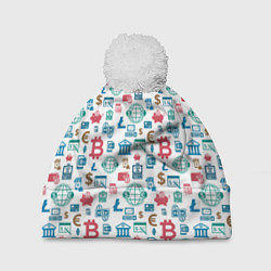 Шапка с помпоном Виртуальная Валюта Currency, цвет: 3D-белый