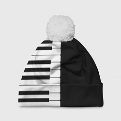 Шапка с помпоном Черно-Белое Пианино Piano, цвет: 3D-белый