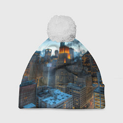 Шапка с помпоном Городские будни, цвет: 3D-белый