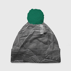 Шапка c помпоном Мятая сетчатая ткань Crumpled Mesh Fabric