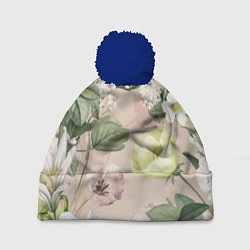Шапка с помпоном Цветы Свадебный Букет, цвет: 3D-тёмно-синий
