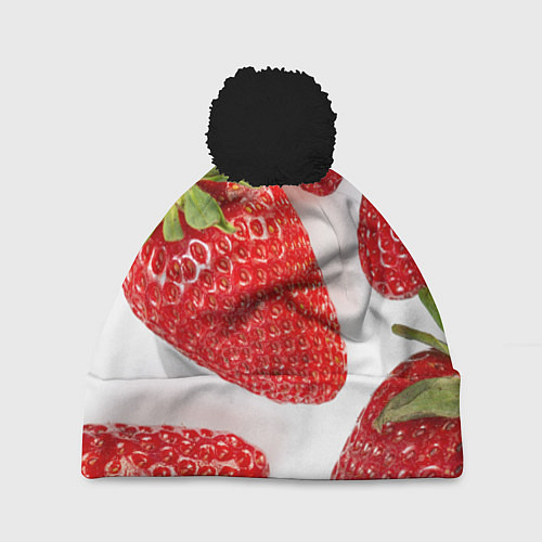 Шапка c помпоном Strawberries / 3D-Черный – фото 1