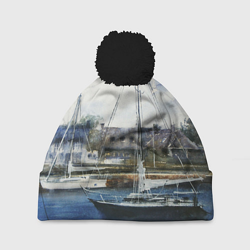 Шапка c помпоном Во французской гавани / 3D-Черный – фото 1