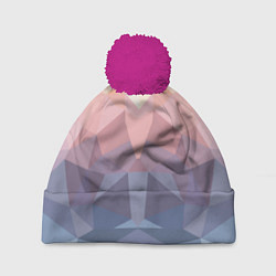Шапка с помпоном Полигональная свежесть 2022, цвет: 3D-малиновый