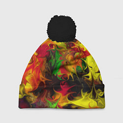 Шапка с помпоном Абстрактная авангардная композиция Abstract avant-, цвет: 3D-черный