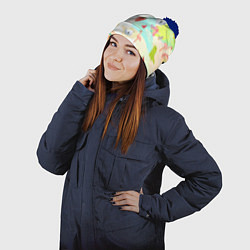 Шапка с помпоном Красочные животные, цвет: 3D-тёмно-синий — фото 2