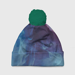 Шапка с помпоном Неоновый дым - Голубой и розовый, цвет: 3D-зеленый