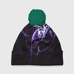 Шапка с помпоном Неоновый узор - Фиолетовый, цвет: 3D-зеленый