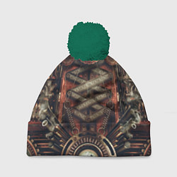 Шапка с помпоном Mechanical device in Steampunk Retro style, цвет: 3D-зеленый