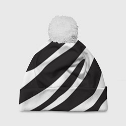 Шапка с помпоном Анималистичный рисунок зебра, цвет: 3D-белый