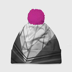 Шапка с помпоном Абстрактные тени и геометрические фигуры, цвет: 3D-малиновый