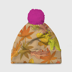 Шапка с помпоном Осенняя атмосфера, цвет: 3D-малиновый