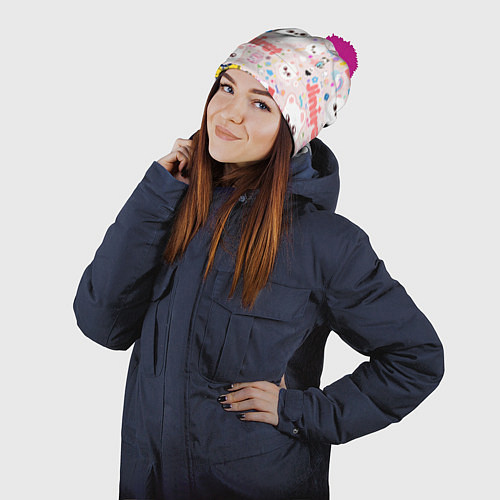 Шапка c помпоном Skzoo Jinniret pattern cartoon avatar / 3D-Малиновый – фото 2