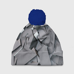 Шапка с помпоном Металлическая хаотичная броня, цвет: 3D-тёмно-синий