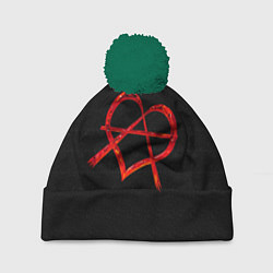 Шапка с помпоном Сердце анархиста, цвет: 3D-зеленый