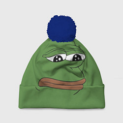 Шапка с помпоном Лягушонок Pepe грустит, цвет: 3D-тёмно-синий