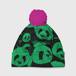 Шапка c помпоном Panda green pattern