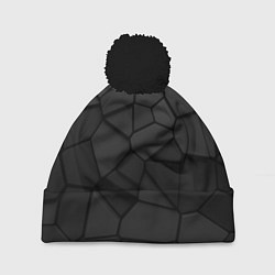 Шапка с помпоном Черные стальные плиты, цвет: 3D-черный