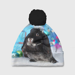 Шапка с помпоном Кролик символ нового года, цвет: 3D-черный