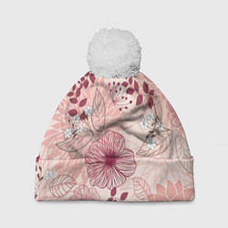 Шапка c помпоном Floral pattern