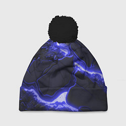 Шапка с помпоном Красивая синяя неоновая лава, цвет: 3D-черный