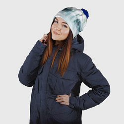 Шапка с помпоном Абстрактное свечение из будущего, цвет: 3D-тёмно-синий — фото 2