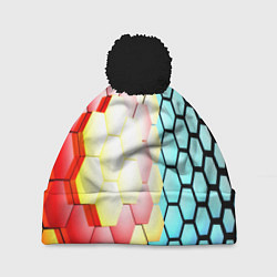 Шапка с помпоном Shape abstract color, цвет: 3D-черный