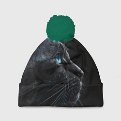 Шапка с помпоном Кошечка с голубыми глазками, цвет: 3D-зеленый