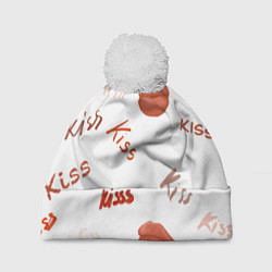 Шапка с помпоном Поцелуйчики, цвет: 3D-белый