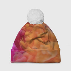 Шапка с помпоном Разноцветный дым сгустки, цвет: 3D-белый
