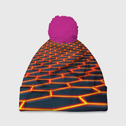 Шапка с помпоном Honeycomb yellow cyber, цвет: 3D-малиновый