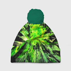 Шапка с помпоном Fractal green explosion, цвет: 3D-зеленый