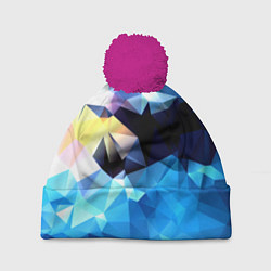 Шапка с помпоном Polygon blue abstract collection, цвет: 3D-малиновый