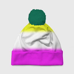Шапка с помпоном Трехцветный размытый фон, цвет: 3D-зеленый