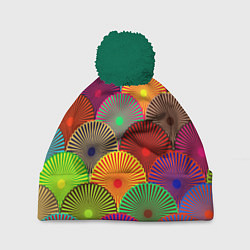 Шапка с помпоном Multicolored circles, цвет: 3D-зеленый