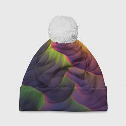 Шапка с помпоном Объемная цветная текстура, цвет: 3D-белый