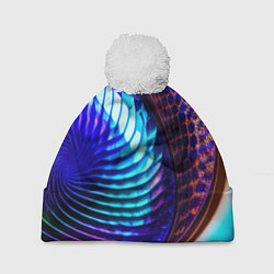 Шапка с помпоном Неоновый водоворот, цвет: 3D-белый